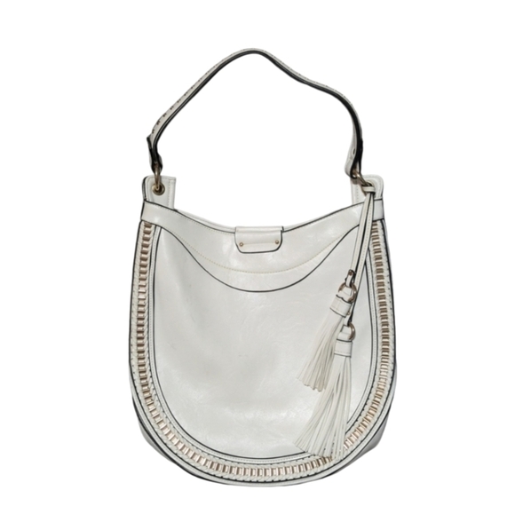 💥 CLEARANCE💥Large white shoulder bag, faux leather,excellent condition,tassels - Picture 1 of 16